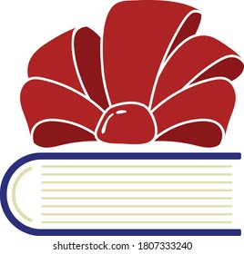 Ícone De Livro Com Fita Arco. Design de cores planas. Ilustração de vetor.
