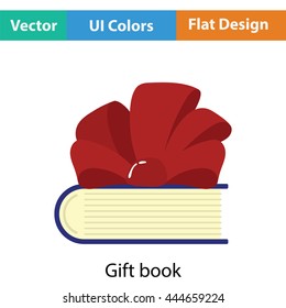 Book with ribbon bow icon. Flat color design. Vector illustration.