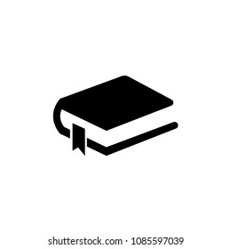 Book with Ribbon. Flat Vector Icon. Simple black symbol on white background