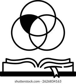A book with a ribbon is open to a page with a diagram of a triangle