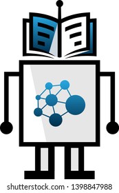 book robot logo vector template