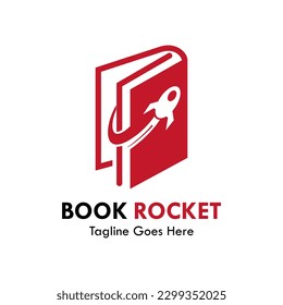 Book rocket design logo template illustartion