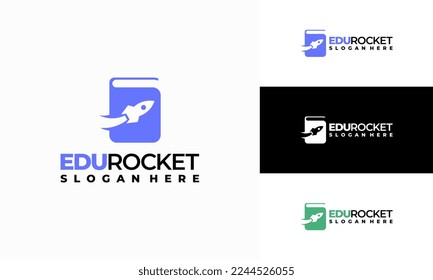 Book Rocket logo designs concept vector, Education Boost logo template icon