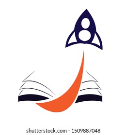 book and rocket logo vector