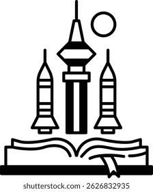 A book with a rocket on the cover