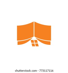 book. roof and windows symbol logo vector