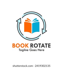 Ilustración del logotipo de diseño de rotación de libro