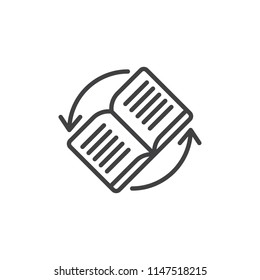 Book rotating outline icon. linear style sign for mobile concept and web design. book with rotating arrows simple line vector icon. Symbol, logo illustration. Pixel perfect vector graphics