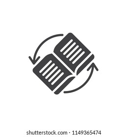 Book rotating vector icon. filled flat sign for mobile concept and web design. book with rotating arrows simple solid icon. Symbol, logo illustration. Pixel perfect vector graphics