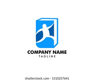 Book Running Logo Template Design Vector