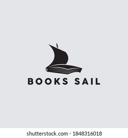 book sail silhouette logo vector