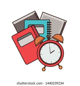 book of school with alarm clock icon