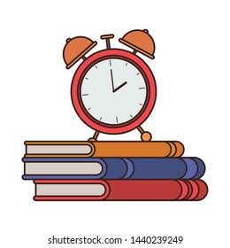 book of school with alarm clock icon