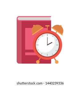 book of school with alarm clock icon