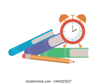 book of school with alarm clock icon