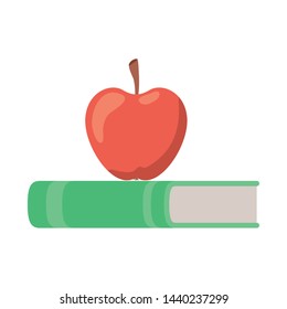 book of school with apple fruit icon