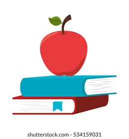 book school with apple isolated icon