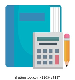 book school with calculator and pencil