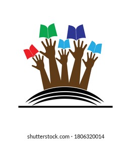 Plantilla vectorial del logotipo de educación escolar en libros.Imágenes del logotipo educativo 