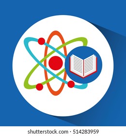 book school open and atom vector illustration eps 10