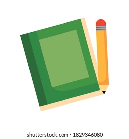 book school with pencil flat style icon vector illustration design