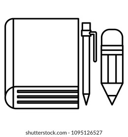 book school with pencil and pen
