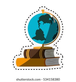 book school with planet earth isolated icon