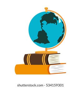 book school with planet earth isolated icon