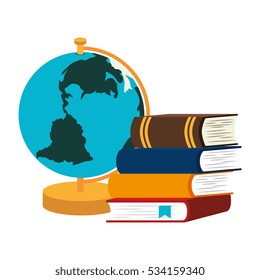 book school with planet earth isolated icon