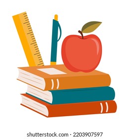 Book and school supplies. Back to school. Vector illustration