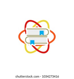 Book Science Atom Logo Icon Design