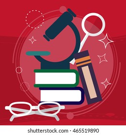 Book with Science and Nature Study Symbols. Education Concept. Vector illustration