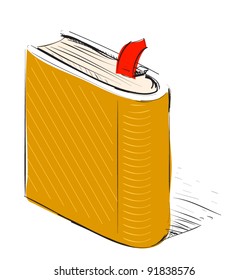 Book scribbled orange sketch vector illustration