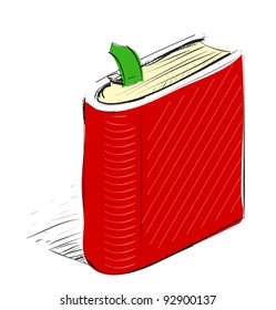 Book scribbled red sketch vector illustration