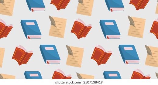 book seamless pattern. book pattern. Back to school Background. Back to school theme pattern. School and Education Pattern background. School seamless background.