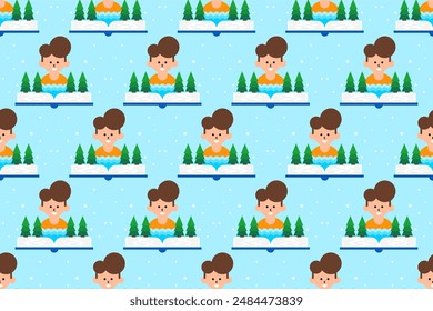 Book seamless pattern background. Book illuistration seamless pattern background
