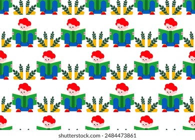 Book seamless pattern background. Book illuistration seamless pattern background