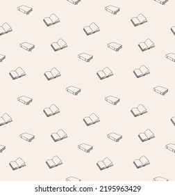 Book seamless vector pattern. Doodle background