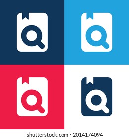 Book Search blue and red four color minimal icon set