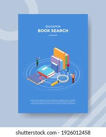 book search concept for template banner and flyer for printing with isometric style