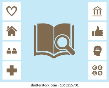 book search Icon With Bonus Icons. Eps-10.