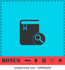 Book search icon flat. Simple vector symbol and bonus icon