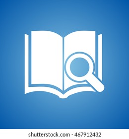 Book & Search Icon on blue color.