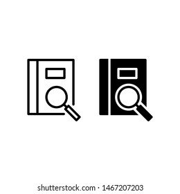 Book search icon, with outline and glyph styles
