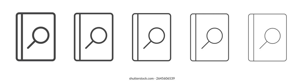 Book search icon outline ilustration vector symbol