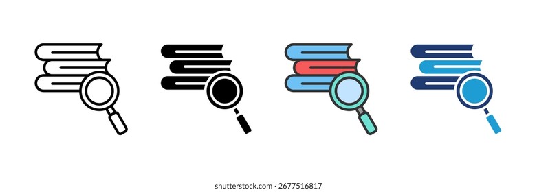 Book Search Icon Set Multiple Style Collection