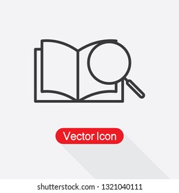 Book Search Icon,Pictograph Of Book And Magnifier Glass Icon Vector Illustration Eps10