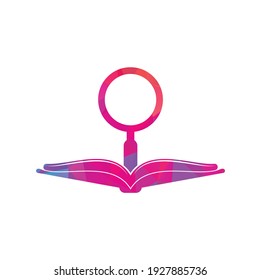 Book Search Logo Template Design Vector. Find book logo design template. Book icon with magnifying glass combination