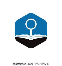 Book Search Logo Template Design Vector. Find book logo design template. Book icon with magnifying glass combination