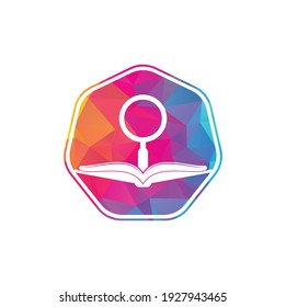 Book Search Logo Template Design Vector. Find book logo design template. Book icon with magnifying glass combination